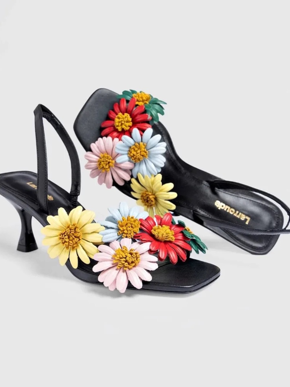 NWT Larroude Fiore Sandal Black Leather Size 9.5